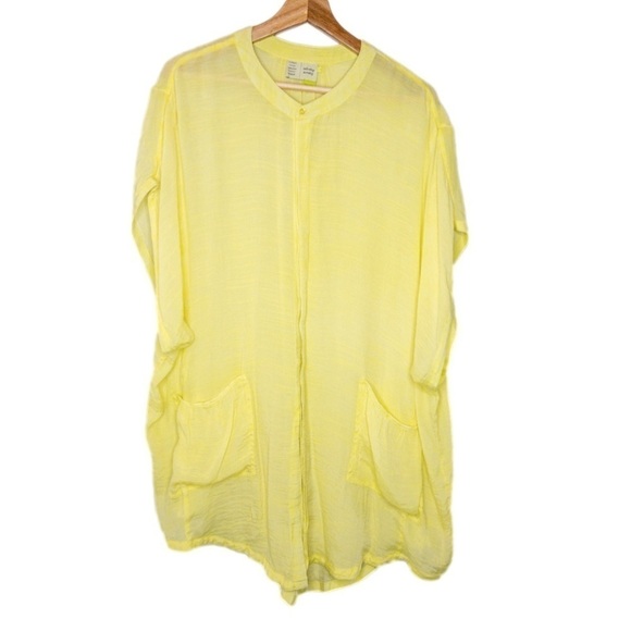Anthropologie Saturday Sunday Size Small Kendra Neon Yellow Oversized Tunic - Picture 3 of 13
